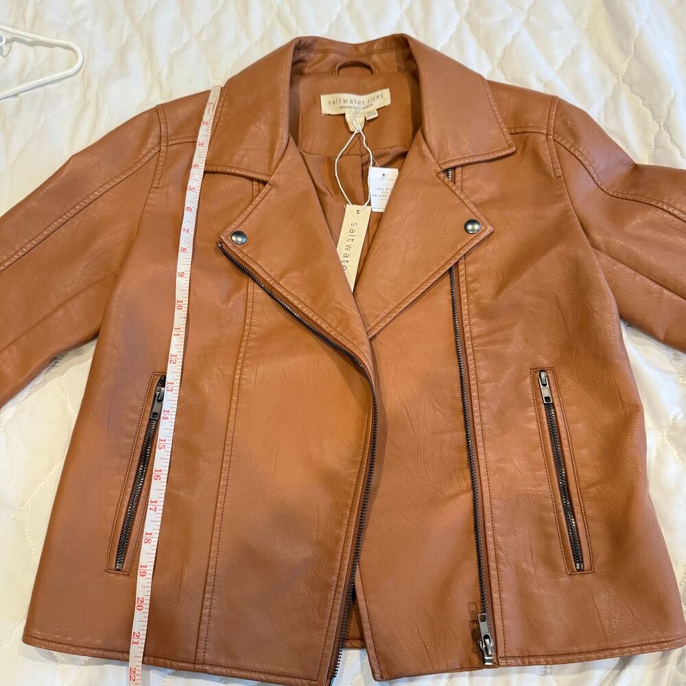 NWT Saltwater Luxe Effie Spice Vegan Leather Moto Style Jacket Small